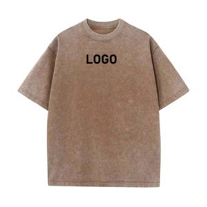 เสื้อยืดวินเทจสำหรับผู้ชายทรงโอเวอร์ไซส์เสื้อยืด100% เจอร์ซีย์ลำลองสีทึบเสื้อยืดซักได้ออกแบบได้ตามต้องการ - Product Image 2