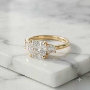 Women's 10K Solid Gold Three Stones Moissanite <b>Diamond</b> Engagement <b>Ring</b> Trendy Design for Wedding Bridal Anniversary Celebrations - Product Image 3