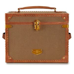 Boîte à bijoux rectangulaire classique en cuir de haute qualité avec couvercle à charnière, beige et marron, organisateur de rangement multifonction 1 couche - Product Image 1