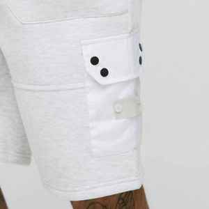 Men's Solid <b>White</b> <b>Cargo</b> Shorts Mid Rise Drawstring Waist Cotton Casual Bermuda Shorts With Pockets Customized Shorts OEM - Product Image 3