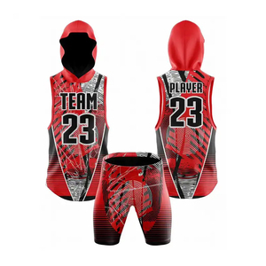 Men's Orange Digital Printed 100% Polyester <b>Volleyball</b> Jersey <b>Set</b> Hooded Sleeveless Moisture Wicking Regular Fit Sportswear - Product Image 4