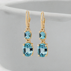 925แฮนด์เมดต่างหูเงินสีฟ้าบุษราคัมน้ำสีฟ้าของขวัญบุษราคัมธรรมชาติสำหรับต่างหูแฟชั่น - Product Image 3