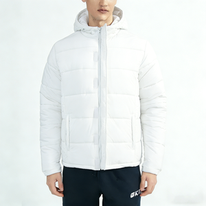 <b>Men's</b> Custom Embroidered Logo <b>White</b> Puffer <b>Jacket</b> Lightweight Warm Duck Down Filled | Winter Outdoor Hooded Puff <b>Jacket</b> - Product Image 5