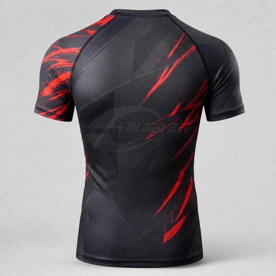 Men Gym Performance Rash Guard Short Sleeve Compression Fit Sports Wear ...