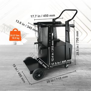 2-Tier Heavy Duty Welding Cart Anti Theft <b>Lockable</b> <b>Cabinet</b> 265LBS Weight Capacity 360 Degrees Swivel Wheels Welder Storage Cart - Product Image 2