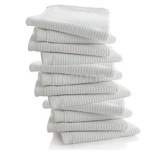 Serviette de nettoyage professionnelle en coton côtelé 100% blanc 32oz (16x19) pour restaurants et cuisines, fabrication indienne, à prix réduit - Product Image 2