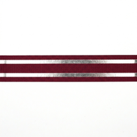 Ruban en gros-grain métallique bordeaux doré 25 mm de Neelkamal Industries, résistant au rétrécissement, 100 % polyester, pour la confection de vêtements de créateurs et de boutiques.