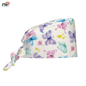 Custom Logo 100% Cotton Surgical Hat With Ponytail <b>Nurse</b> Women Scrub Cap Satin Lined For Doctor Medical Bouffant Scrub Caps - Product Image 1