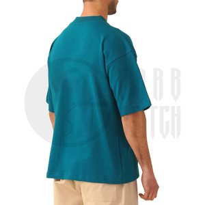 Camiseta Oversize para Hombre, Cuello Simulado, Manga Corta, Algodón, Ajuste Holgado, Estilo Casual Urbano, Lisa, de Gran Gramaje, Top de Moda de Verano - Product Image 5