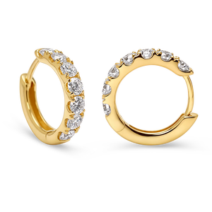 Pendientes Huggie con Diamante Cultivado en Laboratorio de 0.5 Ct, Diseño Redondo en Oro Amarillo, Blanco y Rosa de 18K - Product Image 1