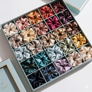 Coleteros de Satén para Mujeres y Niñas, Lazos Suaves para el Cabello Grueso, Rizado, Liso, con Sensación de Seda, Elásticos - Product Image 1