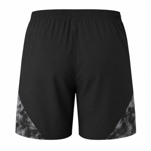 Shorts de sport pour hommes, noirs unis, à séchage rapide, taille élastique, avec empiècements latéraux tie-dye, légers, pour l'entraînement athlétique, la gym et la course à pied - Product Image 2