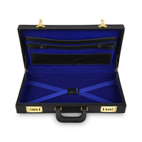 Étui de luxe décontracté pour tablier Master Blue Lodge en cuir PU noir avec doublure en velours, plaque nominative métallique personnalisée, multifonctionnel et haut de gamme