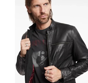 Chaqueta de Cuero John Varvatos para Hombre, Chaqueta de Cuero Genuino de Lujo, Chaqueta de Motociclista Vintage - Product Image 3