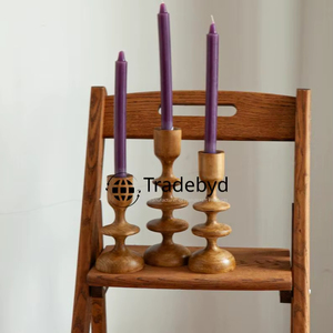Porte-bougie en bois rustique fait à la main, qualité supérieure, décoration pour une ambiance chaleureuse et confortable à la maison, Tradebyd - Product Image 1