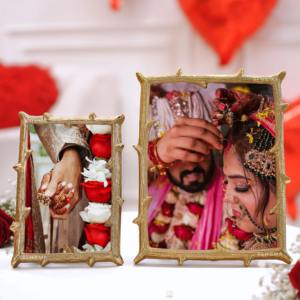 Cadre photo en métal doré de luxe, cadre photo moderne en aluminium pour accrocher au mur, à poser sur table, décoration intérieure, cadre photo de mariage - Product Image 5