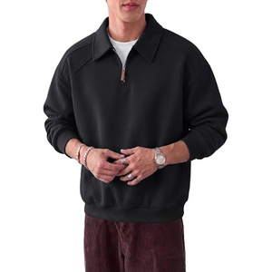 Sweat-shirt à col zippé pour homme, pull à col et épaules tombantes, sweat-shirt décontracté à manches longues pour l'automne et l'hiver - Product Image 3