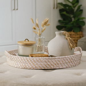 Round Wicker RATTAN <b>BASKET</b> / <b>TRAY</b> Export Quality Rattan Serving <b>Tray</b> Natural Handmade <b>Basket</b> <b>Tray</b> - Product Image 5