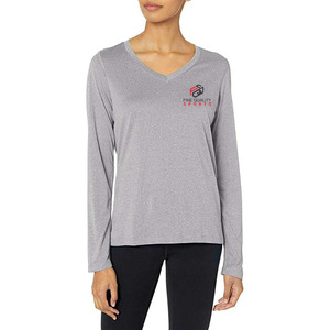 Camiseta Deportiva Ligera de Manga Larga para Mujer – Top Deportivo con Cuello en V que Absorbe la Humedad con Impresión de Logotipo Personalizado - Product Image 1
