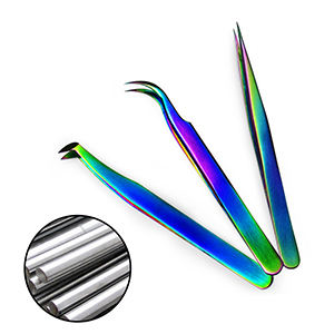 Nouvelles pinces à cils 2026, pinces de haute précision pour extensions de cils, pinces à pointe fine en acier inoxydable couleur arc-en-ciel - Product Image 2