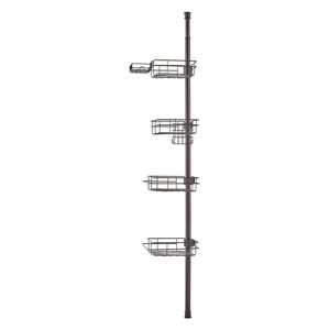 Barre de douche multifonctionnelle réglable de 42 po (114 cm) avec plateau robuste, porte-serviettes d'angle de douche antirouille - Product Image 1