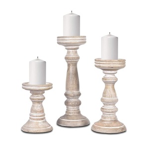 Porte-bougie en bois naturel fait main, décoration rustique pour la maison, centre de table pour salle à manger, salon, chambre, mariage et événements - Product Image 1