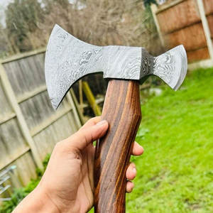 Hacha de doble cabeza de Damasco, patrón clásico, construcción sólida de acero, herramienta para exteriores, supervivencia, camping, madera - Product Image 6