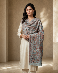 Premium Grey Lightweight Breathable Anti-Bacterial Viscose Women's <b>Scarf</b> | Tropical Pattern Long Length Shawl <b>Wrap</b> | Soft - Product Image 3