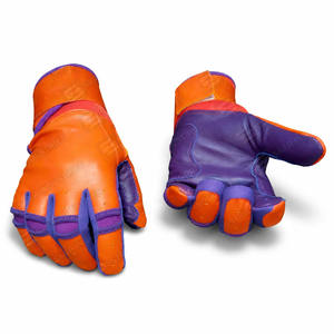 Guantes Largos Profesionales SAAR INDUSTRIES para Adultos y Jóvenes, Color Naranja y Morado, Cuero Vacuno Suave, Logotipo Personalizado, Antideslizantes y Duraderos - Product Image 6