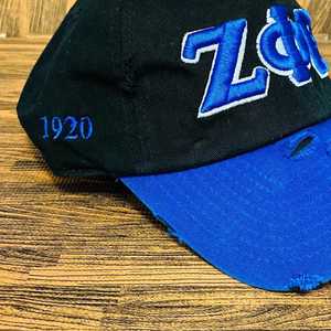 Zeta Phi Beta Distressed Hat ZPB <b>Black</b> Blue Embroidered Sorority <b>Baseball</b> <b>Cap</b> Adjustable Strap Casual Stylish Women <b>Cap</b> - Product Image 6