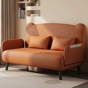 Modern Light Luxury Metal Frame 2-Seat <b>Sofa</b> <b>Bed</b>, Cat Scratch Resistant Microfiber Leather Foldable Sleeper Couch for Apartment - Product Image 1