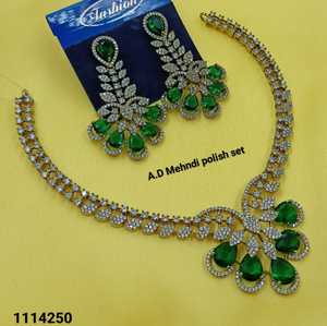 Ensemble de bijoux en diamants américains rose Rani de qualité supérieure, plaqué or, collier floral et boucles d'oreilles en forme de larme pour mariage et fiançailles - Product Image 1