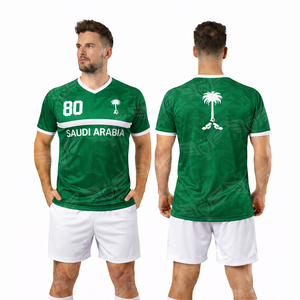 Ensemble Maillot et Short de Football Personnalisé Style Arabie Saoudite Coupe du Monde 2026 pour Hommes – Tenue d'Entraînement de Football Personnalisée Vert et Blanc - Product Image 2