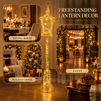 Petite lanterne de rue en bois avec fil doré, base cloche pagode, lumières féeriques LED à piles, décoration maison Ramadan Aïd, nouveauté