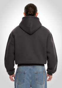 Custom Heavyweight Regular Fit Winter Print Hoodie <b>Men</b> Charcoal <b>Grey</b> Drop Shoulder Pullover Cotton <b>Fleece</b> Sweatshirt Wholesale - Product Image 6