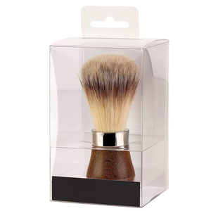 Brosse à barbe en bois pour hommes, couleur marron, poils synthétiques, 10 pouces, brosse de nettoyage pour le cou et le visage, brosse de rasage pour soins personnels masculins, vente en gros - Product Image 1