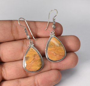 Natural Jasper Dangle <b>Earrings</b> In 92.5 Sterling Silver Anniversary Gift For Her - Product Image 1