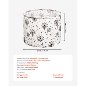 Abat-jour en lin de forme cylindrique moyenne, lot de 2, 13 pouces en haut x 13 pouces en bas x 10 pouces de haut, abat-jour de remplacement pour lampes de table - Product Image 4