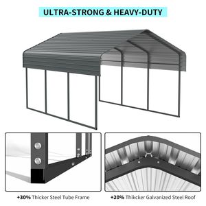 Garage Esterno Resistente 10x15 FT con Base Rinforzata e Tetto in Acciaio Zincato per Auto e Barche, Riparo Metallico per Veicoli - Product Image 4