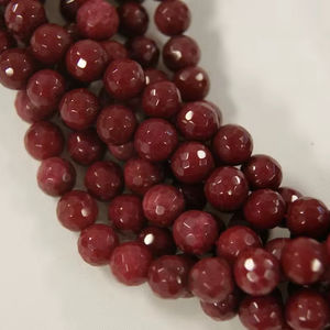 <b>Ruby</b> Jade Faceted Round Gemstone Beads AA+ Quality Color Change Effect Red Jewelry Making Loose Beads Wholesale - Product Image 1