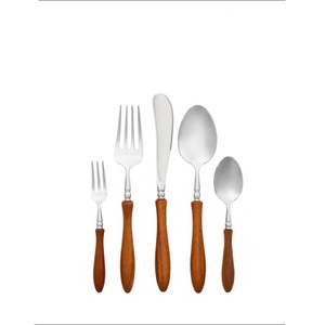 Western Style Metal <b>Flatware</b> <b>Set</b> With Wooden Handle Silver Plated For Home and Wedding Tabletop Dinnerware Cutlery <b>Sets</b> - Product Image 1