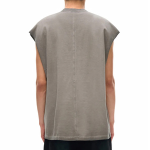 2026 New Arrival <b>Men</b> Sleeveless Crew Neck Tank Top Plain Gray Cotton Muscle Fit Athletic Gym Wear All Seasons for sale - Product Image 2