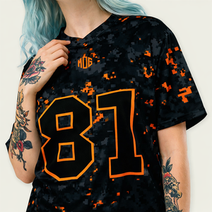 Maillot de football américain en gros à imprimé camouflage numérique, maillot de sport respirant en maille surdimensionné, personnalisable avec numéro et nom d'équipe - Product Image 6