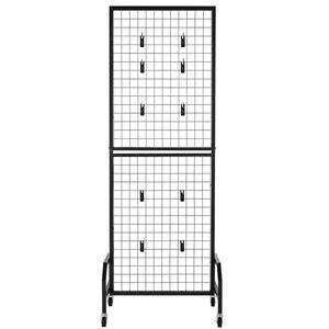 Pannello a Griglia in Filo d'Acciaio Nero 1,9 x 5,4 ft, Espositore Mobile per Arte con 10 Ganci e Ruote per Espositori - Product Image 6