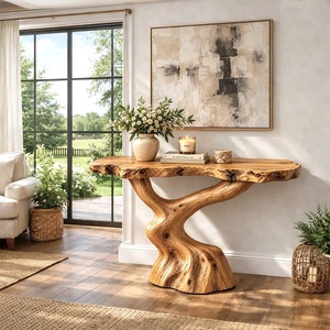 Tables consoles en bois massif naturel, design unique, pour décoration d'appartement écologique, meubles en bois, mobilier d'hôtel, design de meubles. - Product Image 2