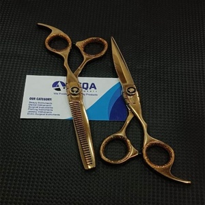 Ensemble professionnel de 2 ciseaux de coiffure en acier inoxydable doré, 6 pouces, pour couper et effiler les cheveux, pour usage en salon - Product Image 2