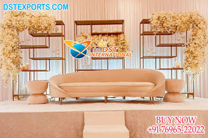 Lavish Reception Stage Backdrop Candle Wall Wholesale Exclusive Box Style Gold Metal <b>Frames</b> With <b>Wedding</b> Couch Factory Price USA - Product Image 6