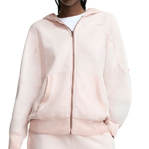 OEM Private Label Women's Vintage Style Full-Zip Fleece Hoodie Front Custom Colors Time Capsule Unisex Washed Casual Pullover - Product Image 6