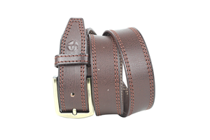 Ceinture en cuir véritable avec logo personnalisé imprimé, texture douce, ceinture en cuir raffiné pour un look business décontracté - Product Image 6