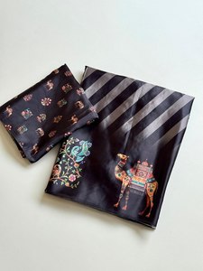 Sari de satén liso con estampado digital, hermoso diseño Leheriya Vantara, ligero y fácil de arreglar, ideal para fiestas. - Product Image 1